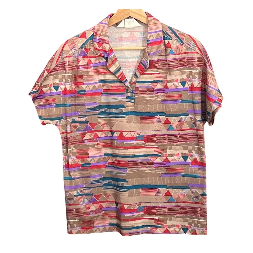 Vintage 70s 80s Devon Geometric Polo Southwestern Abstract Shirt Resort Cowboy